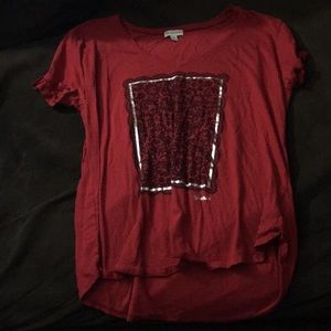guess t shirt dark wine red